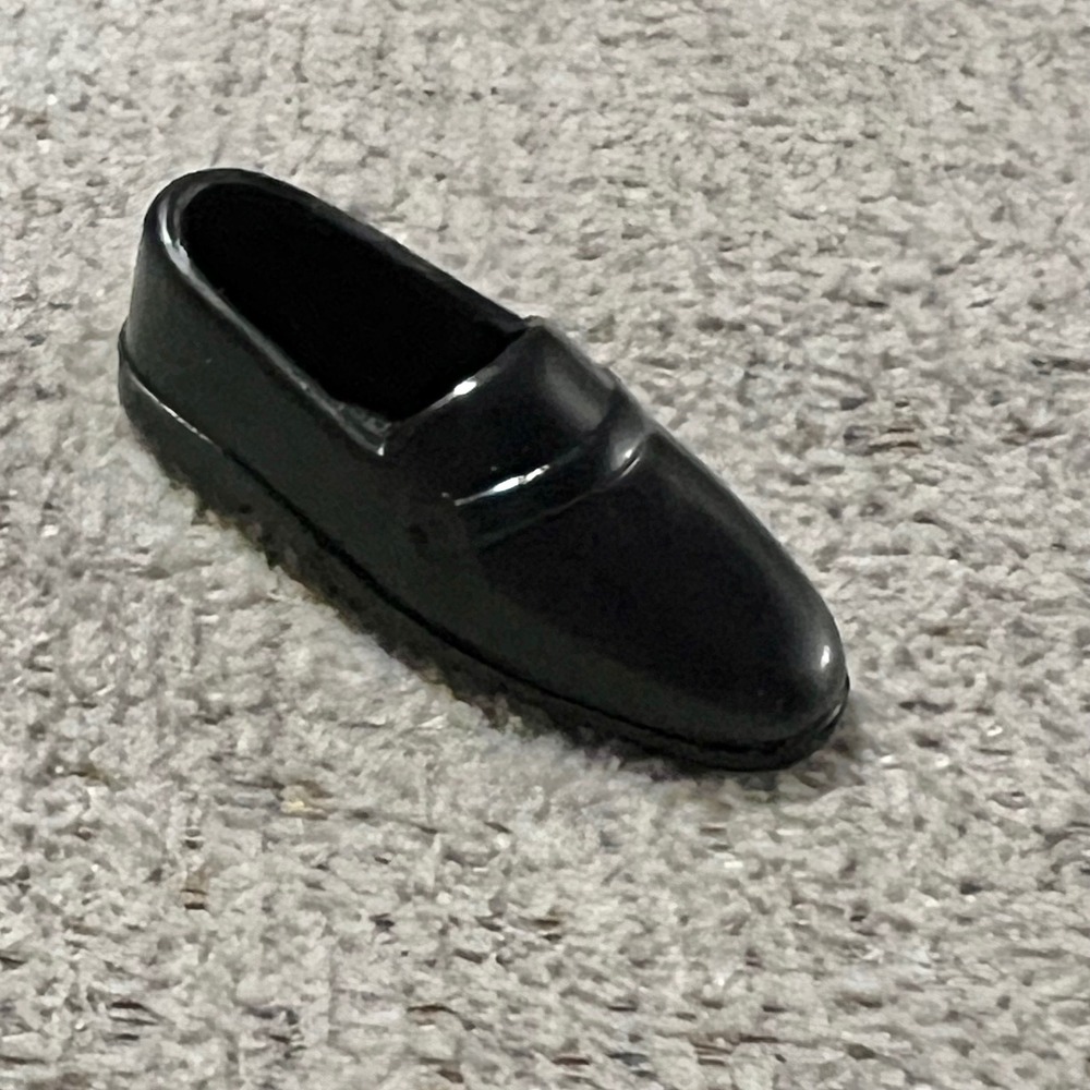 Vintage Black Plastic Ken Doll Miniature Loafer Slip On Dress Shoe Accessory